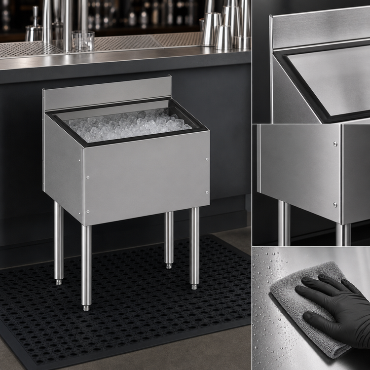 Product image #3 for CHOICE by Glastender 18-Inch Wide Underbar Ice Bin, 50 lb. Capacity, 19-Inch Deep