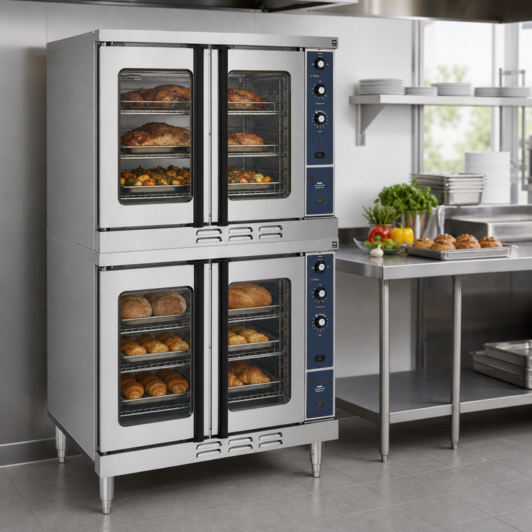 Product image #3 for Duke 613Q-E2V Double-Deck Full-Size Electric Convection Oven with 8" Legs
