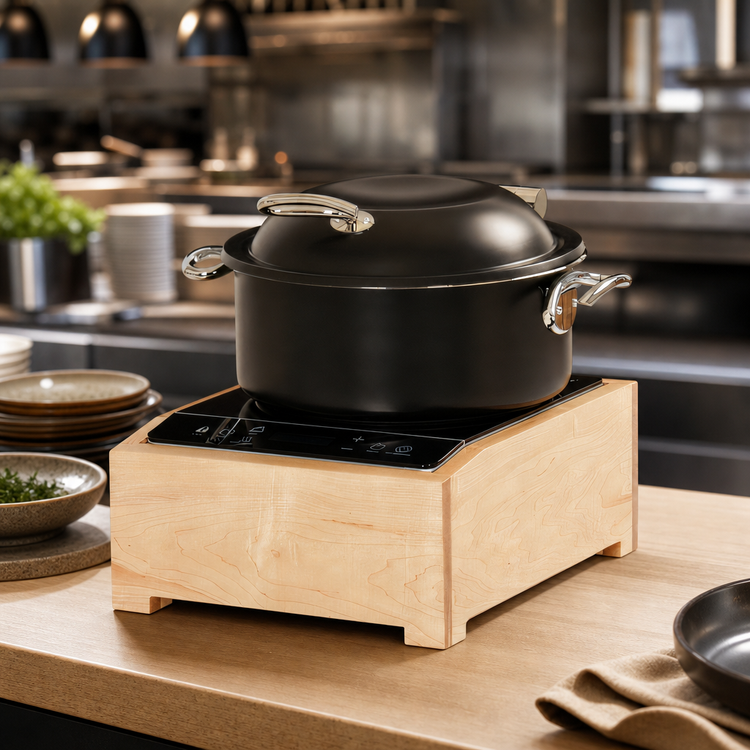 Product image #4 for Blonde Solid Wood Countertop Induction Cooktop Unit with Stove Included