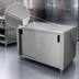 Thumbnail image #3 for Advance Tabco 96-Inch x 30-Inch Enclosed Work Table with Sliding Door Cabinet Base and 14-Gauge 304 Stainless Steel Flat Top
