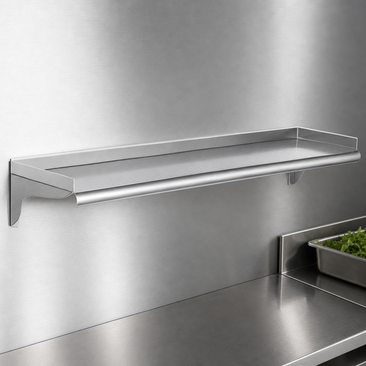 Product image #3 for Eagle Group 60 Inch x 10 Inch Wall-Mounted Shelf, 16 Gauge 430 Stainless Steel