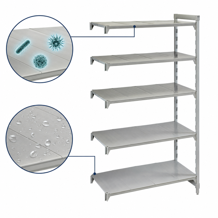 Product image #4 for Cambro Camshelving Premium 5-Shelf Solid Add-On Polymer Shelving Unit, 24 x 24 x 84 Inches