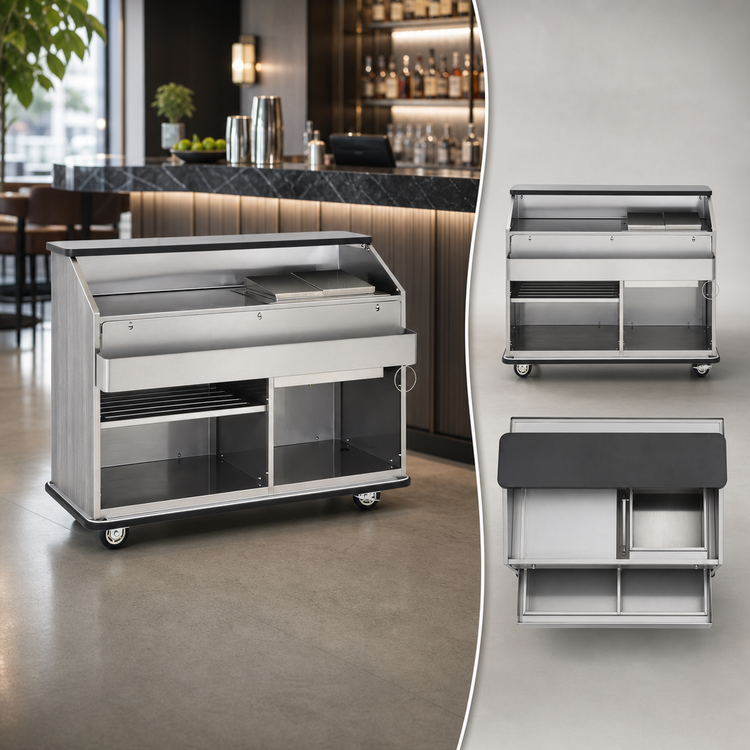 Product image #4 for FWE 59-1/2-Inch Single-Station Conventional Portable Bar with 60 lb Ice Bin