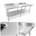 Thumbnail image #3 for Sapphire 84-Inch 18/430 Stainless Steel Worktable with 5-Inch Backsplash and Open Undershelf