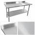 Thumbnail image #3 for 60 Inch x 30 Inch 18-Gauge 430 Stainless Steel Worktable with 5 Inch Backsplash and Undershelf