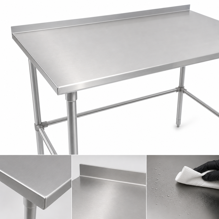 Product image #3 for John Boos Stallion 72-Inch x 36-Inch Stainless Steel Work Table with 1-1/2-Inch Rear Up-Turn and Safety Edge