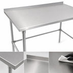 Thumbnail image #3 for John Boos Stallion ST6R1.5-3672SBW 72 x 36 Inch Stainless Steel Work Table, 16-Gauge 300-Series Top, Open Base, 1-1/2-Inch Rear Up-Turn