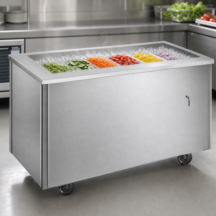 Product image #3 for Randell IC-6 Mobile Modular Ice-Cooled Cold Food Table, 6-Pan, Enclosed Base