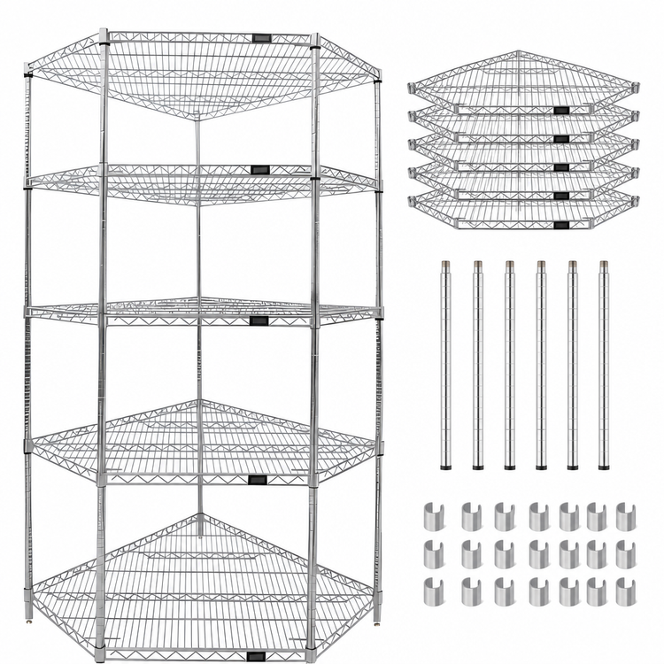 Product image #3 for Quantum 5-Sided Wire Shelving Starter Kit, 36 x 18 Inches, Chrome Plated Finish
