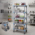 Thumbnail image #3 for Quantum Millenia Mobile Polymer Starter Shelving Unit with 5 Open Grid Shelves, 36 x 18 x 62 Inches, Gray