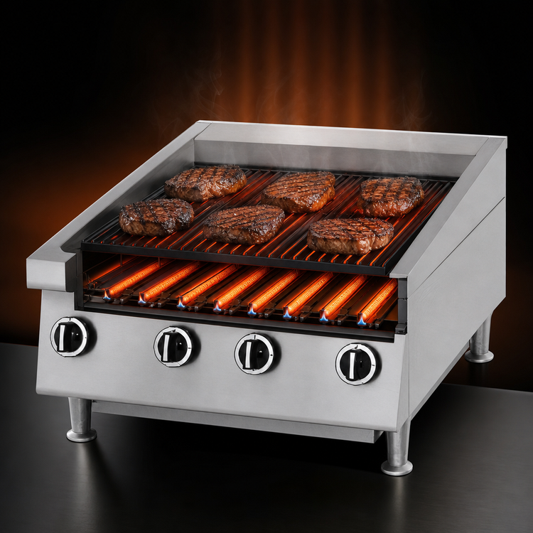 Product image #3 for Garland Heavy Duty 48-Inch Countertop Gas Radiant Charbroiler with Non-Adjustable Cast Iron Grates