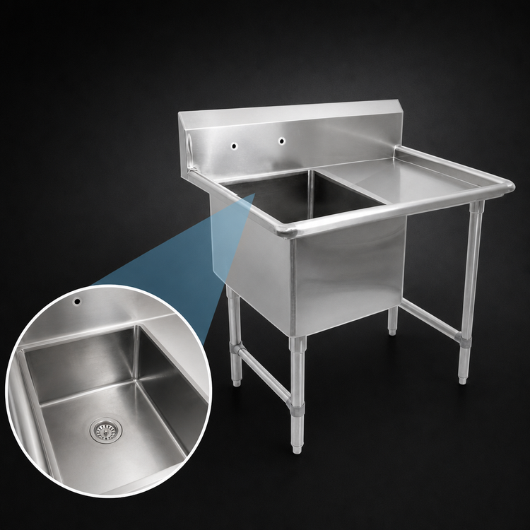Product image #3 for John Boos B Series Freestanding 1-Compartment Stainless Steel Sink with Right Drainboard