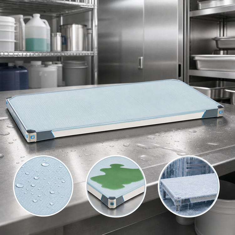 Product image #3 for MetroMax i 72-Inch x 18-Inch Solid Polymer Shelf, Blue, 750 lb. Capacity