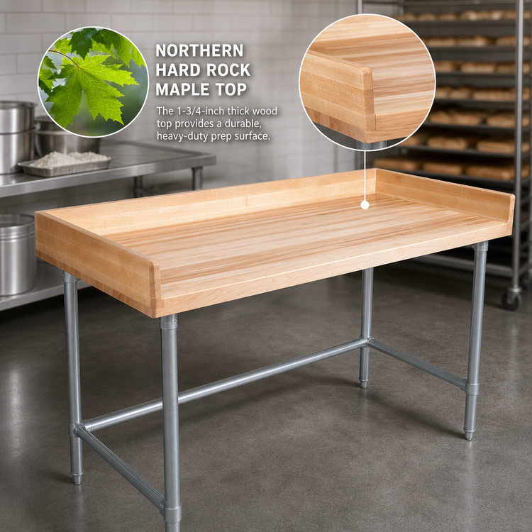 Product image #3 for John Boos DNB13-X Baker's Top Wood Work Table with Galvanized Base, 48 x 36 x 39-1/4 Inches