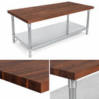 Thumbnail image #3 for John Boos WAL-JNS09-O 48" x 30" Wood Top Work Table, American Black Walnut, 1-1/2" Thick, Adjustable Undershelf