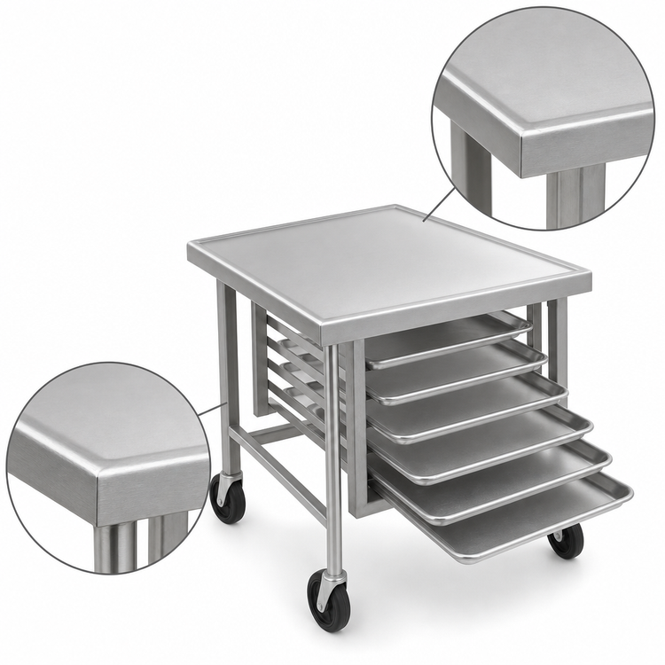 Product image #3 for Advance Tabco 36 x 30-Inch Mobile Stainless Steel Mixer Table with 6-Pan Rack