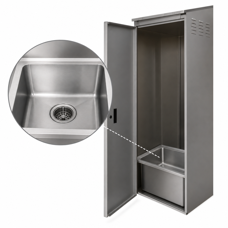 Product image #4 for Advance Tabco 300 Series Stainless Steel Single-Door Floor Mop Sink Cabinet with 16" x 20" x 12" Sink Bowl