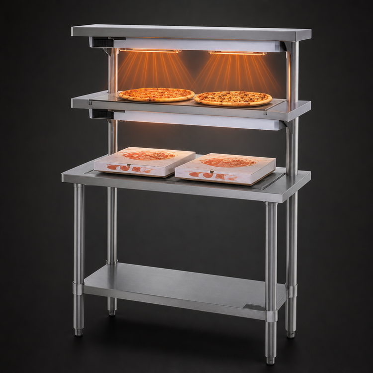Product image #3 for Eagle Group 48-Inch Floor Model Pizza Holding Table with 2 Infrared Warmers, 208V