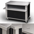 Thumbnail image #3 for Dinex DineXpress DXP6ST 88-Inch Mobile Modular Stainless Steel Solid Top Utility Serving Counter, Open Base