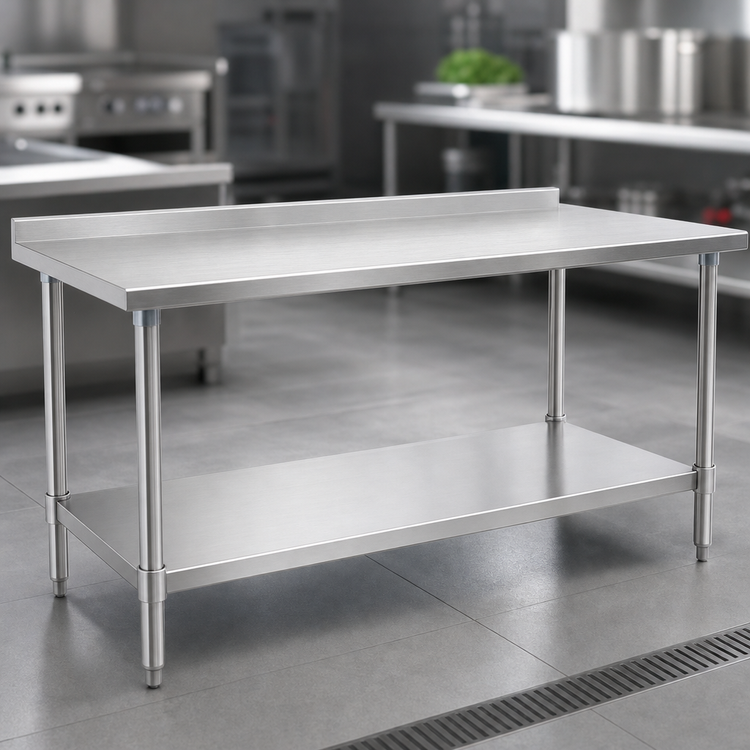 Product image #3 for Spec-Master 72" x 24" Stainless Steel Work Table with Rear Up-Turn and Adjustable Undershelf