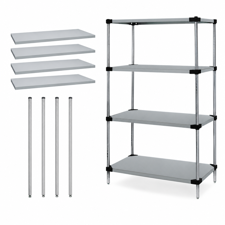 Product image #3 for Quantum 48-Inch W x 14-Inch D x 54-Inch H 4-Shelf Solid Stainless Steel Shelving Starter Kit