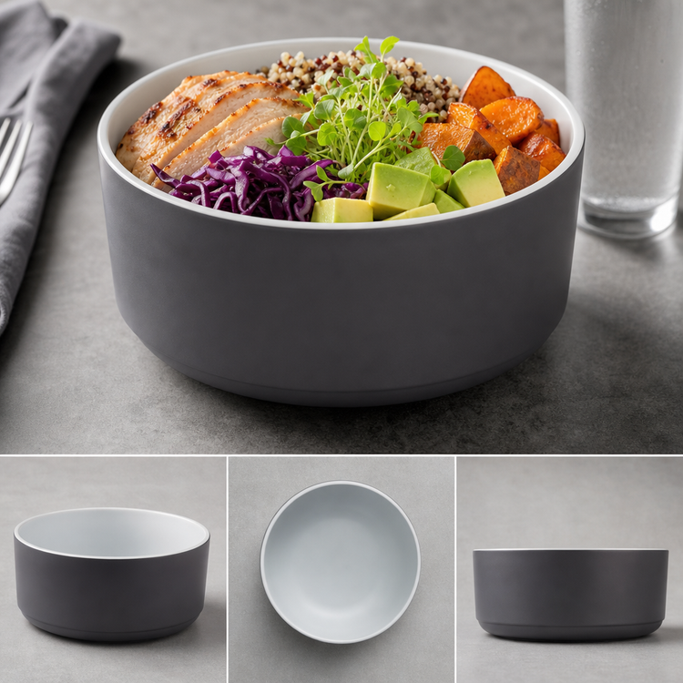 Product image #3 for American Metalcraft UBR32GE 32 oz. Graphite Round Melamine Bowl