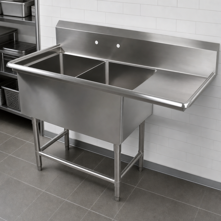 Product image #3 for John Boos Pro-Bowl 2-Compartment Sink with 30-Inch Right Drainboard and 10-Inch Backsplash