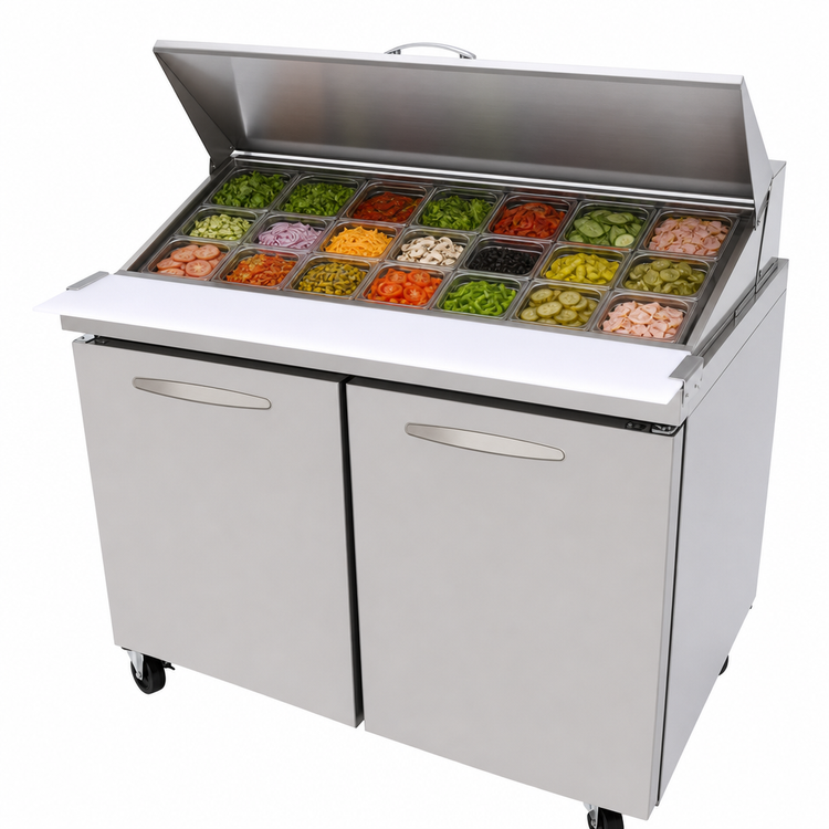 Product image #3 for Kool-It Signature 48-Inch Two-Section Double Door Mega Top Sandwich / Salad Prep Table