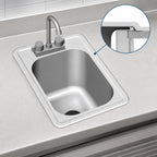 Thumbnail image #3 for Eagle Group SR16-14-9.5-1 Single-Compartment Self-Rimming Drop-In Sink, 16 x 14 x 9-1/2 Inch Bowl, 304 Stainless Steel, Faucet and Drain Included