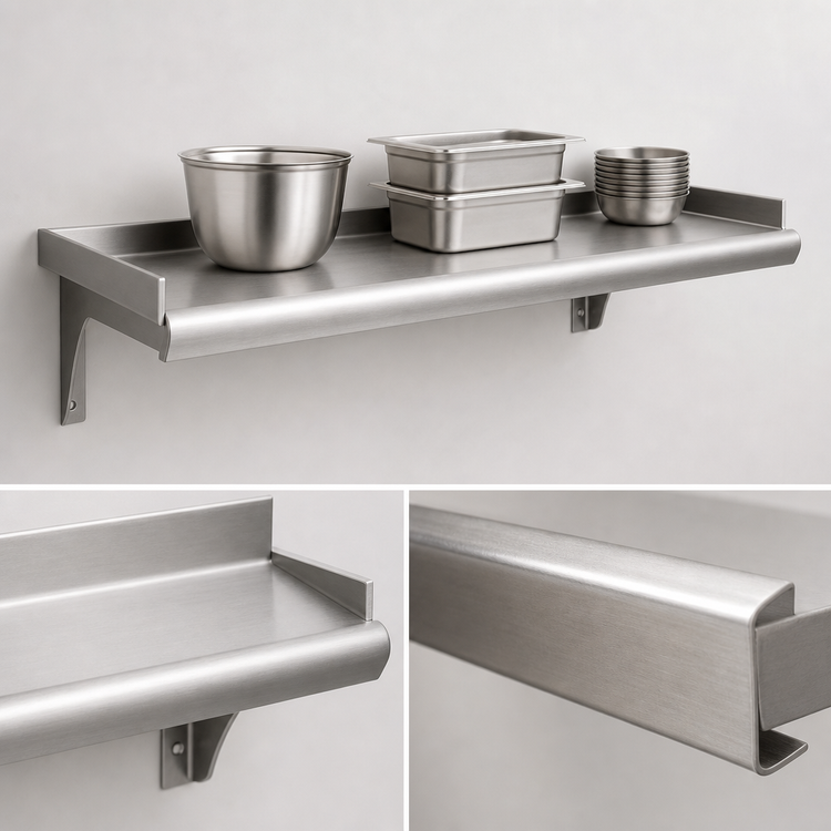 Product image #3 for Eagle Snap-n-Slide 48-Inch x 15-Inch Wall Shelf with V Marine Front Edge, 14/316 Stainless Steel