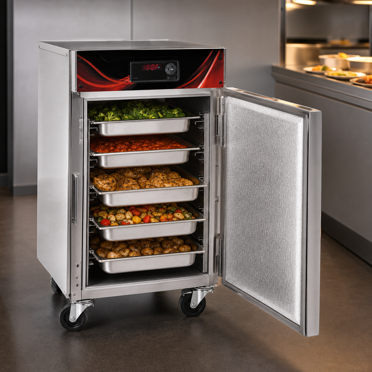 Product image #3 for Cres Cor Insulated Stainless Steel Mobile Under-Counter Radiant Heated Cabinet, 1 Compartment, 5 Full-Size Pan Capacity