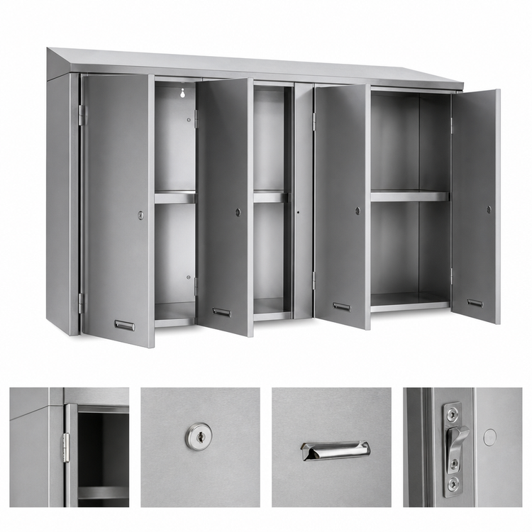 Product image #3 for Glastender WCH72 72-Inch Wall-Mounted Stainless Steel Cabinet with 4 Hinged Doors and Shelf