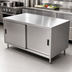 Thumbnail image #3 for BK Resources 60-Inch x 30-Inch Stainless Steel Chef Table Cabinet Base with Sliding Doors