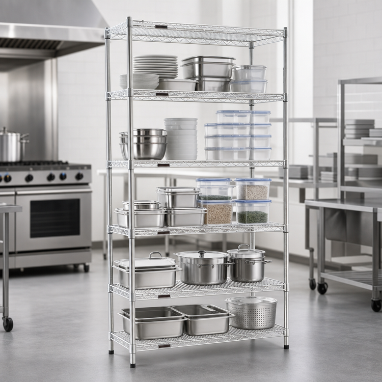 Product image #3 for EAGLEbrite 5-Tier Starter Wire Shelving Unit, 72" W x 18" D x 74" H, Zinc Finish