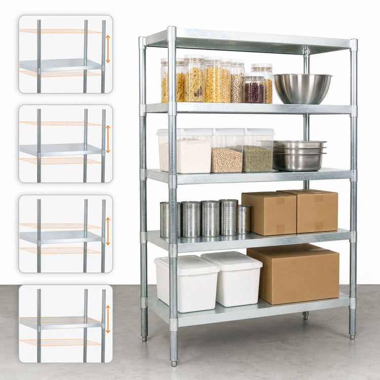 Product image #3 for BK Resources Galvanized Dry Storage Shelving Unit, 43 x 24 x 72 Inches, 4 Adjustable Shelves