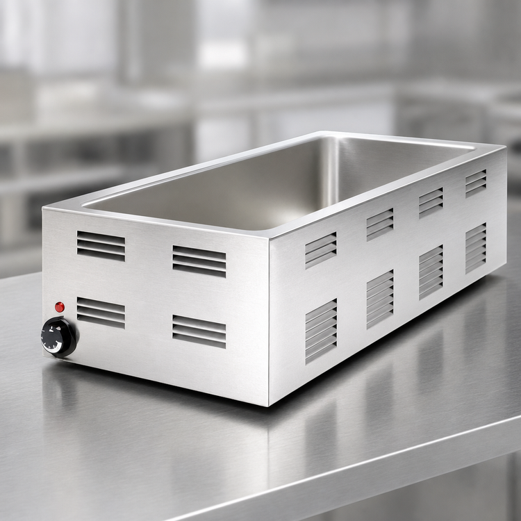 Product image #3 for Admiral Craft 4/3 Size Countertop Wet Food Warmer Base, 1500W, Stainless Steel