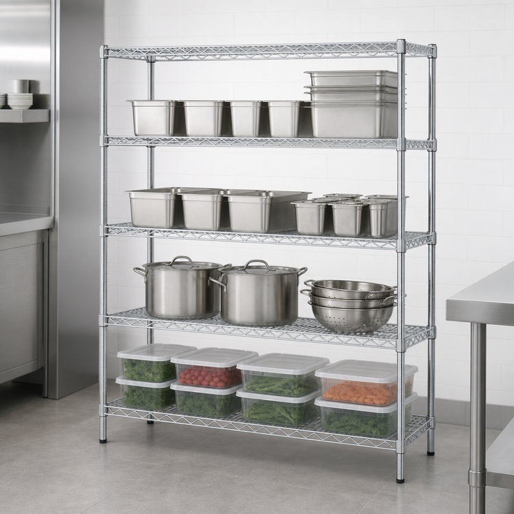 Product image #3 for Eagle Group 60-Inch W x 24-Inch D x 74-Inch H 4-Tier Starter Wire Shelving Unit, Chrome-Plated