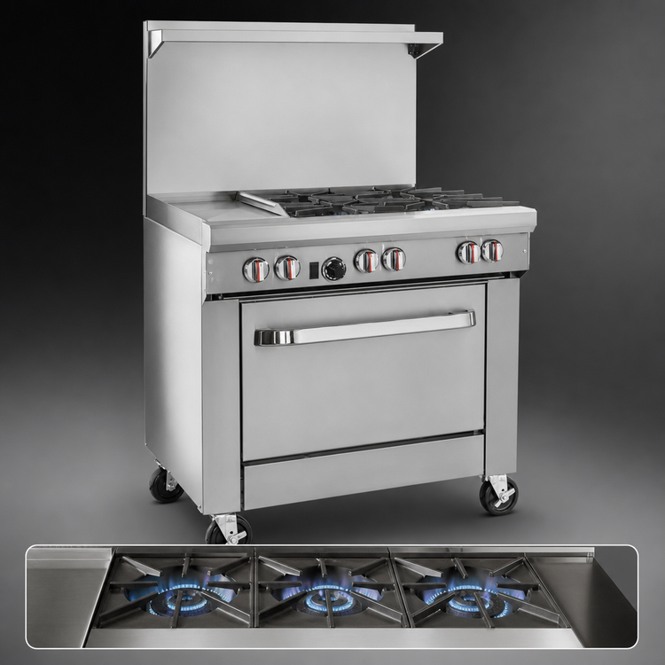 Product image #3 for Southbend S-Series S36D-1G 36-Inch Gas Restaurant Range with 4 Open Burners, Left 12-Inch Griddle and Standard Oven