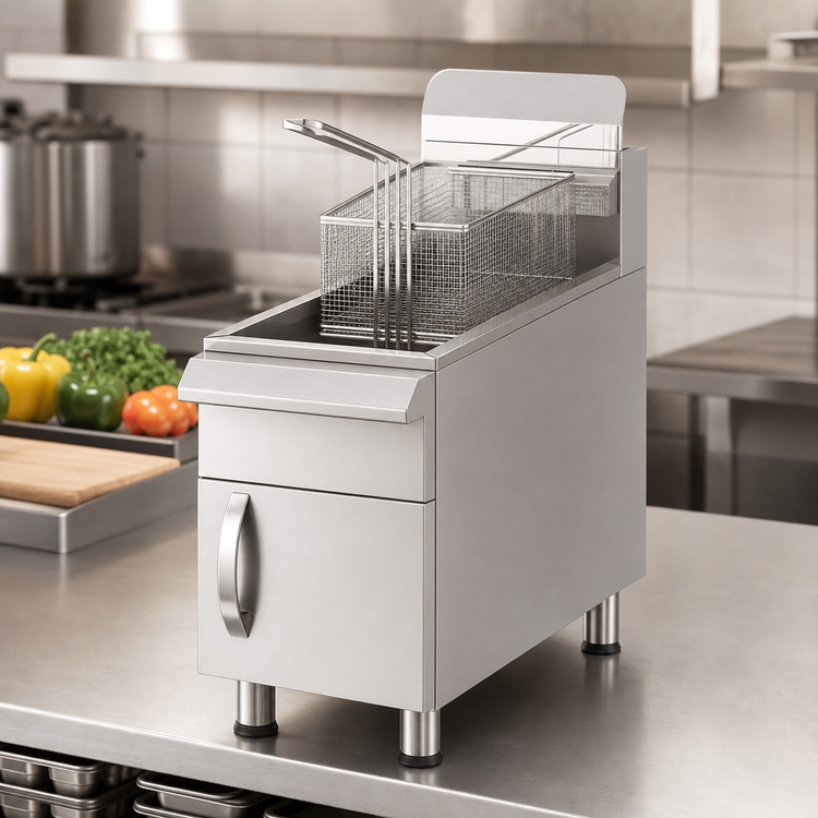 Product image #3 for Omcan USA Countertop LP Gas Commercial Deep Fryer, 30 lb. Capacity, 2 Baskets, Stainless Steel