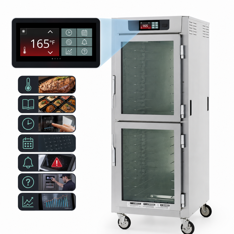 Product image #3 for Metro C5 8 Series Mobile Full-Height Heated Holding Cabinet with Touch-Screen Controls, Dutch Double Glass Doors, and Universal Wire Slides