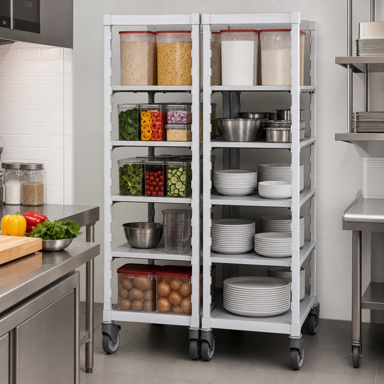 Product image #4 for Cambro Camshelving Premium Series High-Density Mobile Post Kit, 21"W x 67-1/4"H