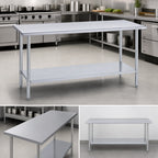Thumbnail image #3 for Duke Manufacturing 416-3060 60 x 30 x 36-Inch Stainless Steel Work Table, Flat Top, Galvanized Undershelf, 16-Gauge 400-Series