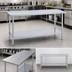 Thumbnail image #3 for Duke 60-Inch x 30-Inch Stainless Steel Work Table with Galvanized Undershelf, Flat Top