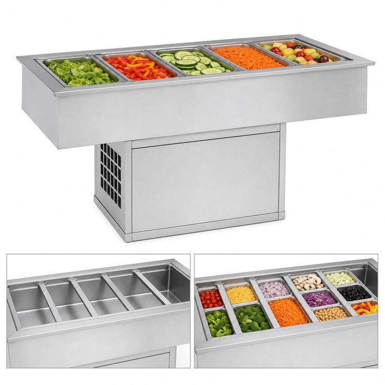Product image #3 for Atlas Metal WCMD-C-5 5-Pan Cold Food Drop-In Well with Self-Contained Refrigeration