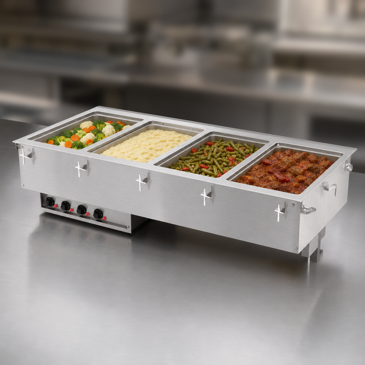 Product image #3 for Vollrath Four-Well Drop-In Electric Hot Food Well with Thermostatic Controls, Wet Operation, 208-240V