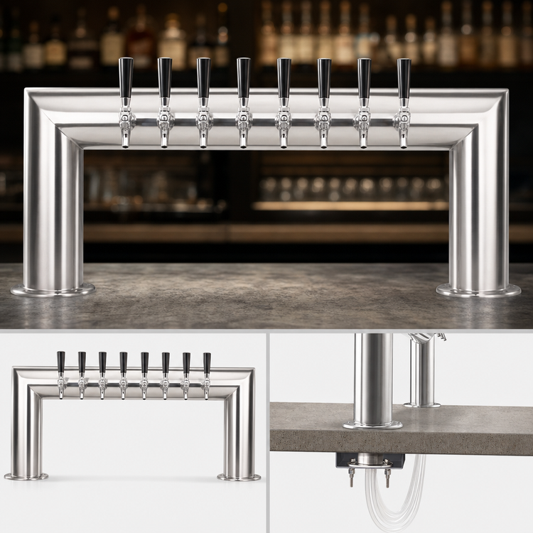Product image #3 for Pass-Thru Countertop Air-Cooled Draft Beer Tower with 8 Faucets, Polished Stainless Steel