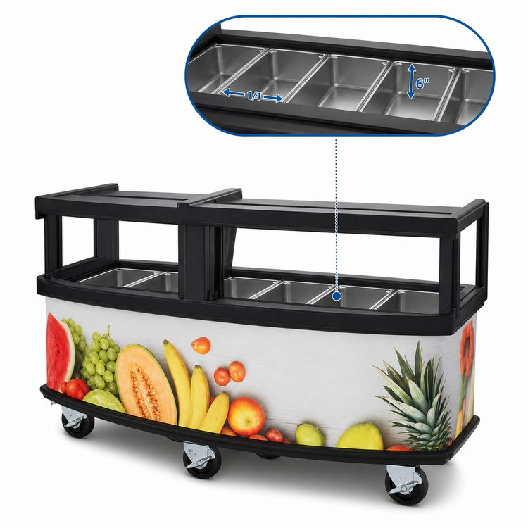 Product image #3 for Cambro 75-Inch Open Well Vending Cart with Safety Barrier and Fruit & Veg Wrap