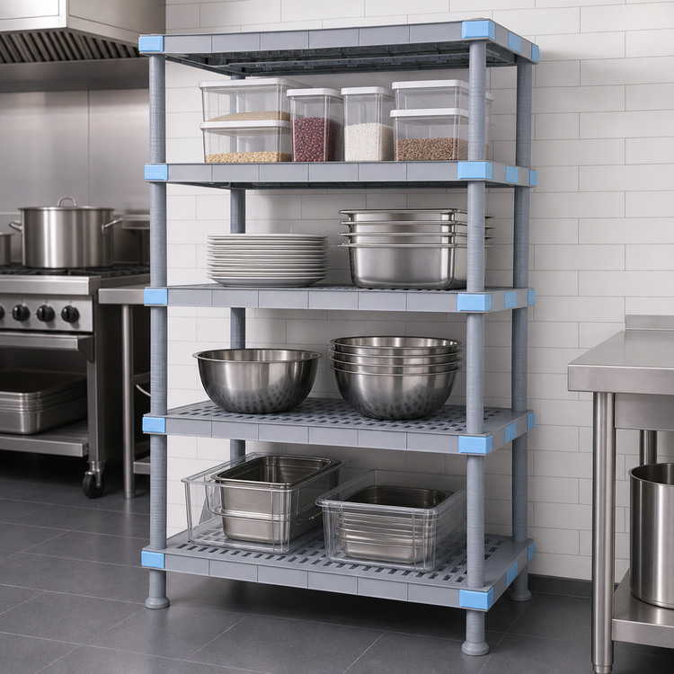 Product image #3 for Quantum Millenia 36-Inch W x 21-Inch D x 50-Inch H Polymer Stationary Starter Shelving Unit, 4 Shelves