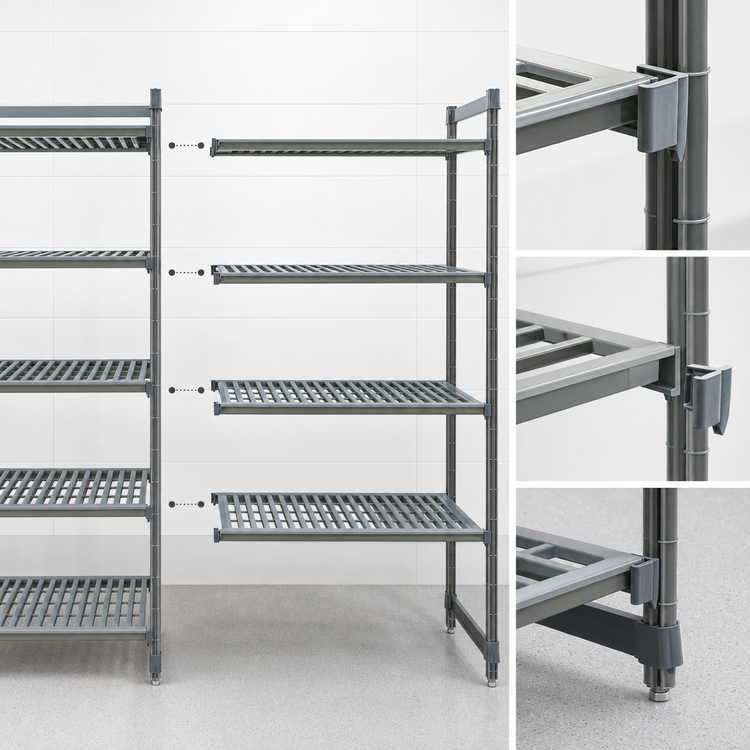 Product image #3 for Cambro Camshelving Basics Plus 5-Shelf Vented Add-On Polymer Shelving Unit, 18 x 42 x 72 Inches, Brushed Graphite