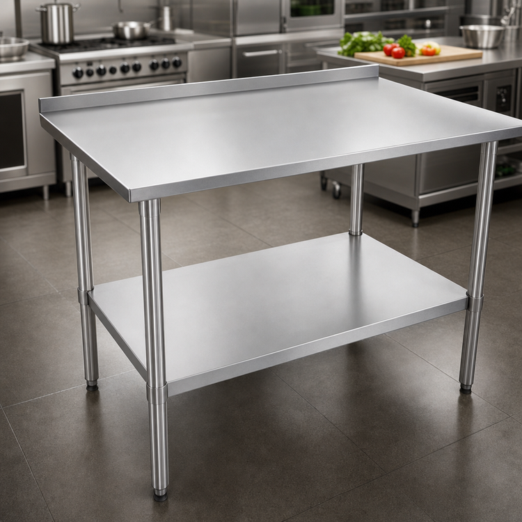 Product image #3 for John Boos Stallion 48" x 24" 16/300 Stainless Steel Work Table with Rear Up-Turn and Undershelf